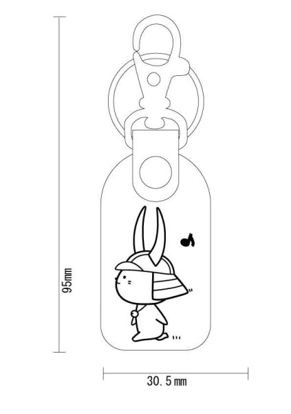 画像2: ひこにゃん　本革キーホルダー　角 (2)